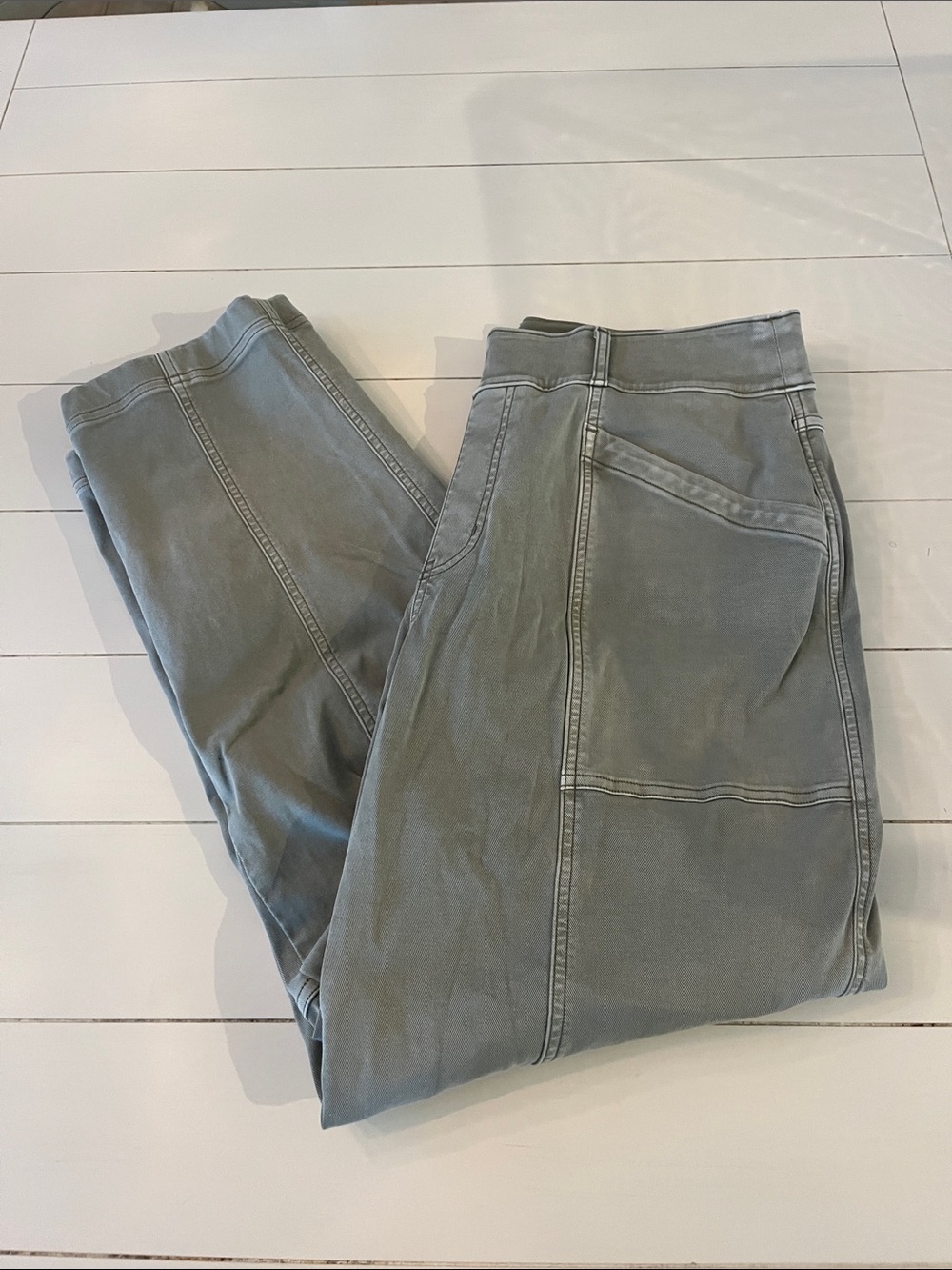 SPANX Straight-Leg Jeans in Washed Gray